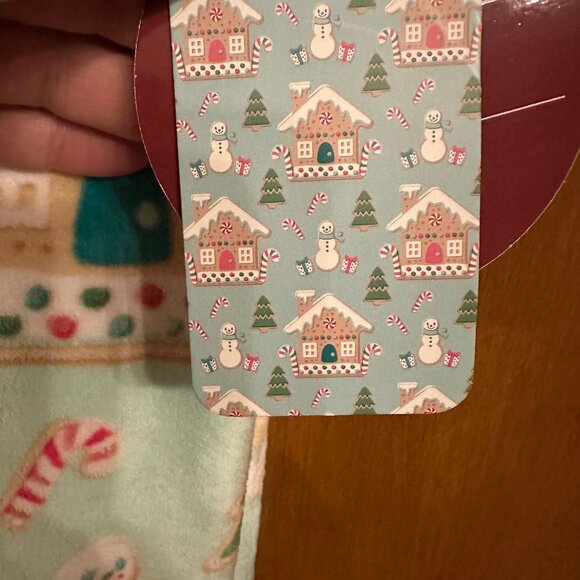 NWT North Pole Cookie Co Gingerbread House Plush Blanket Christma Mint Green '25 - Picture 3 of 4